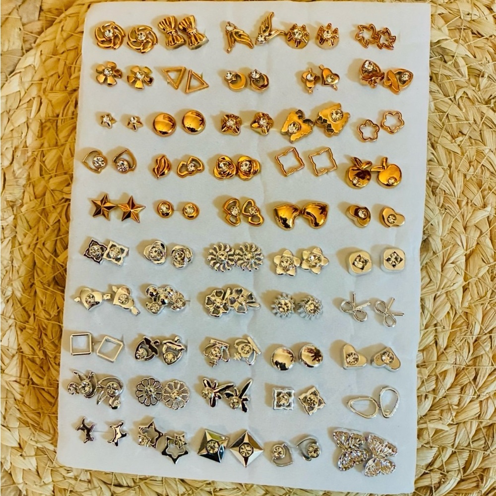 50 Pair Chic Gold and Silver Earring Set